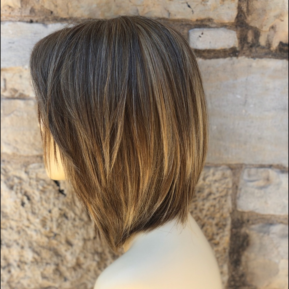 Blonde mix Bob baby hair short wig SidePart 2216